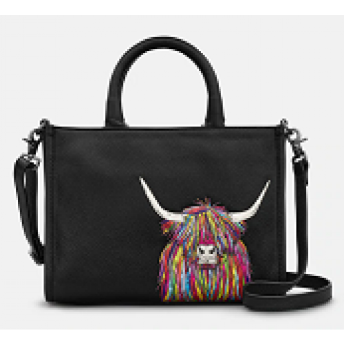 Yoshi Highland Cow Black Leather Grab Bag YB230