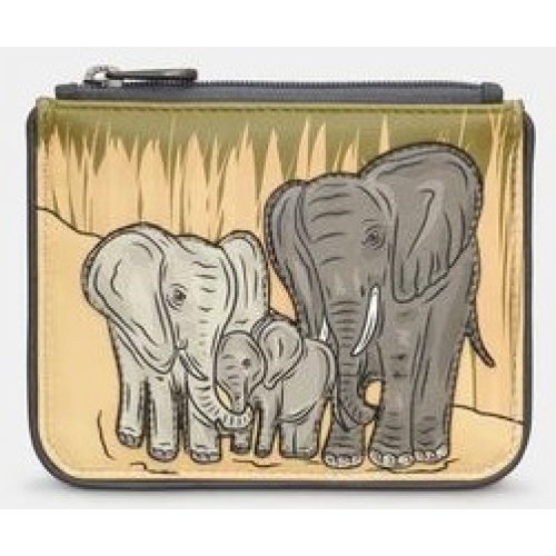 Yoshi Elephant Family Leather Zip Top Purse Y1723