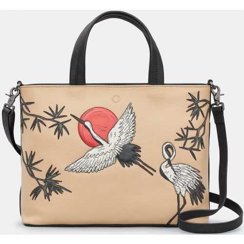 Yoshi Sunset Cranes Women's Leather Multiway Grab Bag Y26 