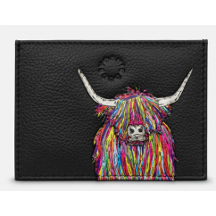 Yoshi Highland Cow Black Leather Card Holder Y1218
