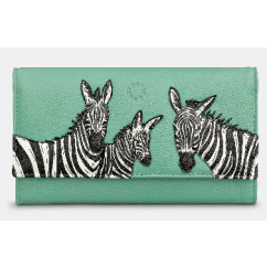 Yoshi Dazzle of Zebras Mint Green Flap Over Matinee Purse Y1030