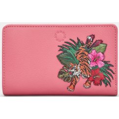 Yoshi Tiger In The Wild Flap Over Zip Around Leather Purse Y1089