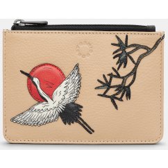 Yoshi Sunset Cranes Zip Top Leather Purse Y1321