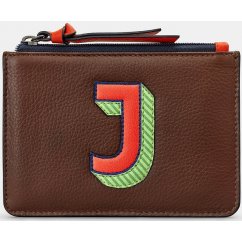 Yoshi Monogram J Initial Leather Zip Top Purse Y1321